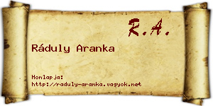 Ráduly Aranka névjegykártya