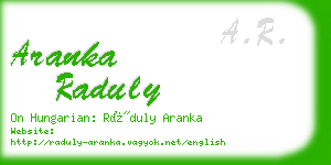 aranka raduly business card